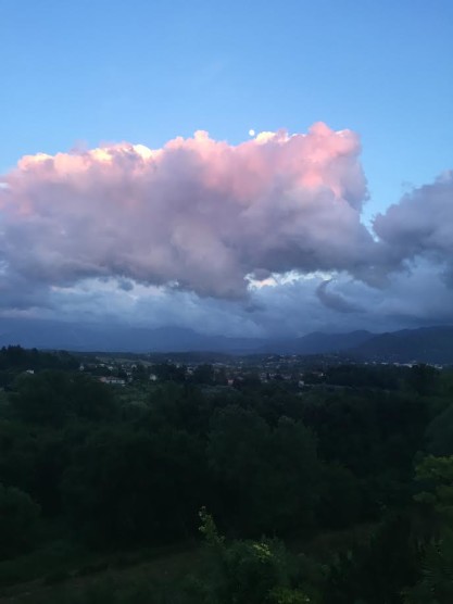 moon and pink clouds