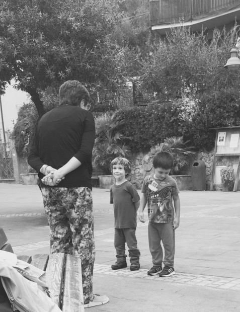 little boy with nonna in tellaro